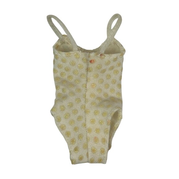 My First Barbie 80s Unitard White Gold Polka Dot Barbie Mattel Doll Clothes - Picture 2 of 4